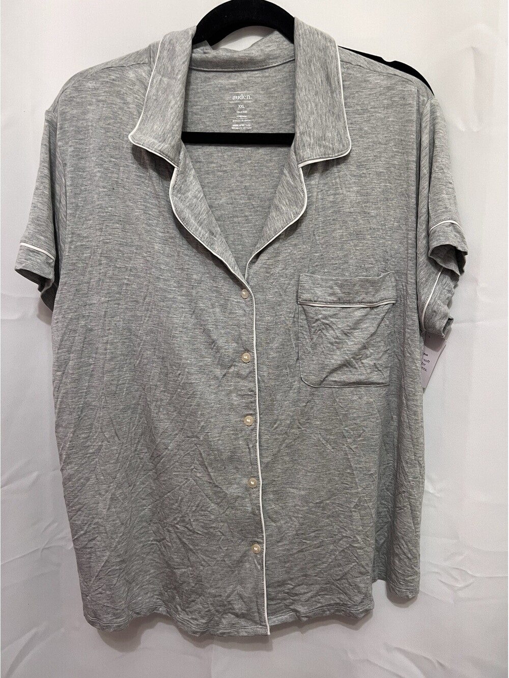Auden Cloud Knit Pajama Set Women XXL Gray Modal Button Top Shorts NWT